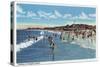 Hampton Beach, NH, View of Swimmers in the Water at the Beach-Lantern Press-Stretched Canvas