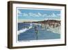 Hampton Beach, NH, View of Swimmers in the Water at the Beach-Lantern Press-Framed Art Print