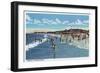 Hampton Beach, NH, View of Swimmers in the Water at the Beach-Lantern Press-Framed Art Print
