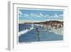 Hampton Beach, NH, View of Swimmers in the Water at the Beach-Lantern Press-Framed Art Print