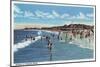 Hampton Beach, NH, View of Swimmers in the Water at the Beach-Lantern Press-Mounted Art Print