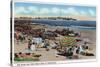 Hampton Beach, NH, View of the Rocks and Great Boars Head from Beach-Lantern Press-Stretched Canvas