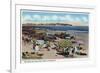 Hampton Beach, NH, View of the Rocks and Great Boars Head from Beach-Lantern Press-Framed Art Print