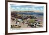 Hampton Beach, NH, View of the Rocks and Great Boars Head from Beach-Lantern Press-Framed Art Print