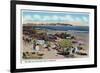 Hampton Beach, NH, View of the Rocks and Great Boars Head from Beach-Lantern Press-Framed Art Print