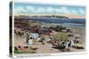 Hampton Beach, NH, View of the Rocks and Great Boars Head from Beach-Lantern Press-Stretched Canvas