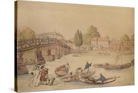 Hampton Bridge, 1800-Thomas Rowlandson-Stretched Canvas