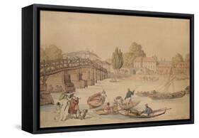 Hampton Bridge, 1800-Thomas Rowlandson-Framed Stretched Canvas