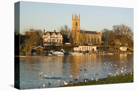 Hampton Church and River Thames, Surrey, England, United Kingdom-Charles Bowman-Stretched Canvas