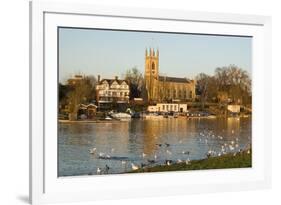 Hampton Church and River Thames, Surrey, England, United Kingdom-Charles Bowman-Framed Photographic Print