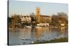 Hampton Church and River Thames, Surrey, England, United Kingdom-Charles Bowman-Stretched Canvas