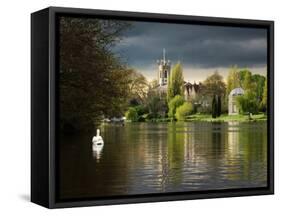 Hampton Church is seen across moody river Thames-Charles Bowman-Framed Stretched Canvas