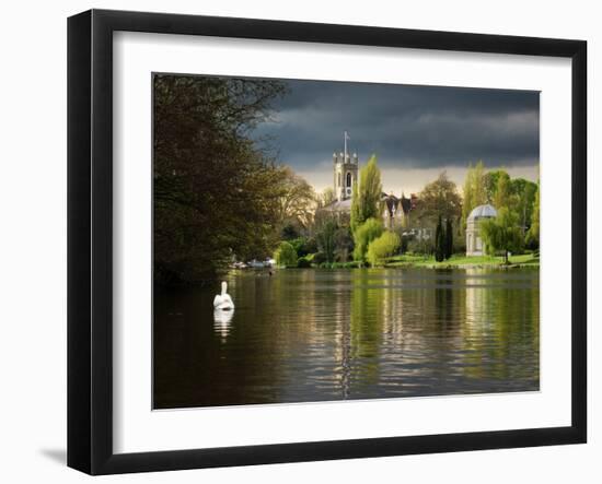 Hampton Church is seen across moody river Thames-Charles Bowman-Framed Photographic Print