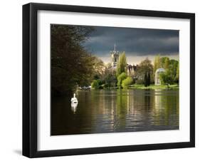 Hampton Church is seen across moody river Thames-Charles Bowman-Framed Photographic Print