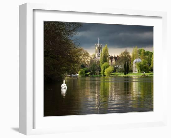 Hampton Church is seen across moody river Thames-Charles Bowman-Framed Photographic Print