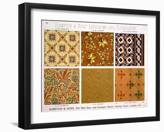Hampton & Sons' Designs for Linoleums and Floorcloths, Late C19th (Colour Litho)-English School-Framed Giclee Print