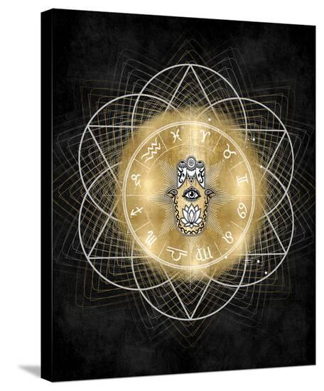 Hamsa Hand with Zodiac Signs-Oliver Jeffries-Stretched Canvas