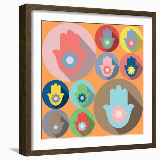 Hamsa Symbol Lotus-Yuriy Borisov-Framed Art Print