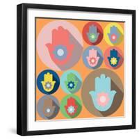 Hamsa Symbol Lotus-Yuriy Borisov-Framed Art Print
