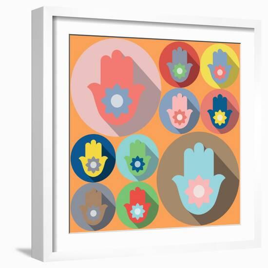 Hamsa Symbol Lotus-Yuriy Borisov-Framed Art Print