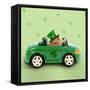 Hamster Driving Car Saint Patrick's Day-null-Framed Stretched Canvas