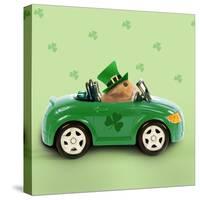 Hamster Driving Car Saint Patrick's Day-null-Stretched Canvas