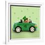 Hamster Driving Car Saint Patrick's Day-null-Framed Photographic Print