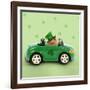 Hamster Driving Car Saint Patrick's Day-null-Framed Photographic Print