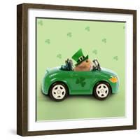 Hamster Driving Car Saint Patrick's Day-null-Framed Photographic Print