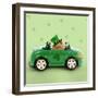 Hamster Driving Car Saint Patrick's Day-null-Framed Photographic Print