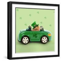 Hamster Driving Car Saint Patrick's Day-null-Framed Photographic Print