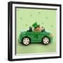 Hamster Driving Car Saint Patrick's Day-null-Framed Photographic Print