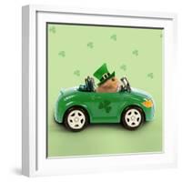 Hamster Driving Car Saint Patrick's Day-null-Framed Photographic Print