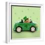 Hamster Driving Car Saint Patrick's Day-null-Framed Photographic Print