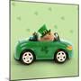 Hamster Driving Car Saint Patrick's Day-null-Mounted Photographic Print