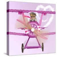 Hamster Flying Aeroplane-null-Stretched Canvas