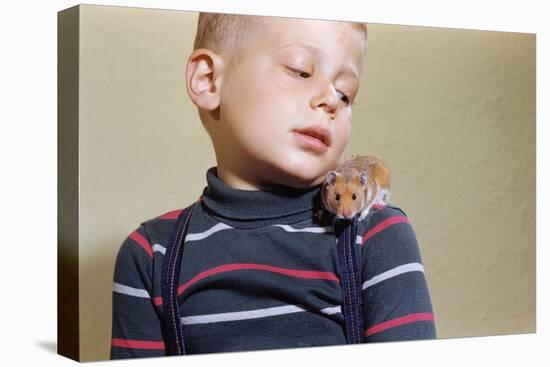 Hamster on Boy's Shoulder-William P. Gottlieb-Stretched Canvas