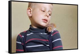 Hamster on Boy's Shoulder-William P. Gottlieb-Framed Stretched Canvas