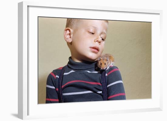 Hamster on Boy's Shoulder-William P. Gottlieb-Framed Photographic Print