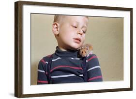 Hamster on Boy's Shoulder-William P. Gottlieb-Framed Photographic Print