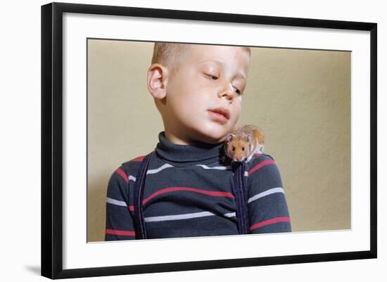 Hamster on Boy's Shoulder-William P. Gottlieb-Framed Photographic Print