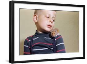 Hamster on Boy's Shoulder-William P. Gottlieb-Framed Photographic Print