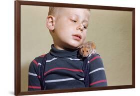 Hamster on Boy's Shoulder-William P. Gottlieb-Framed Photographic Print