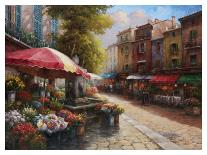 Flower Market Piazza-Han Chang-Stretched Canvas