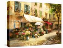 Flower Market Piazza-Han Chang-Stretched Canvas