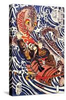 Hanagami Danjo No Jo Arakage Fighting a Giant Salamander-Kuniyoshi Utagawa-Stretched Canvas