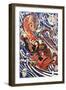 Hanagami Danjo No Jo Arakage Fighting a Giant Salamander-Kuniyoshi Utagawa-Framed Giclee Print