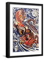 Hanagami Danjo No Jo Arakage Fighting a Giant Salamander-Kuniyoshi Utagawa-Framed Giclee Print