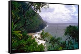 Hanakapiai Beach, Na Pali Coast, Kauai-George Oze-Framed Stretched Canvas