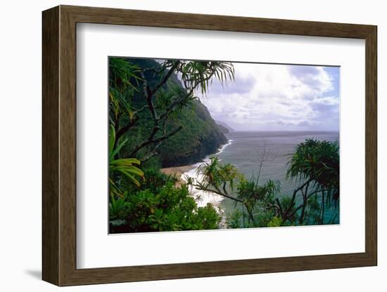 Hanakapiai Beach, Na Pali Coast, Kauai-George Oze-Framed Photographic Print